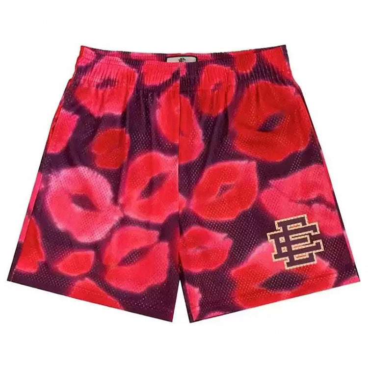 Mesh Kiss Lipstick Pink Shorts