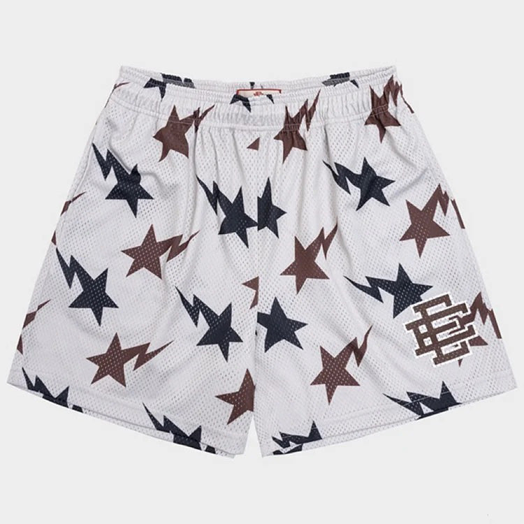 EE White Brown Star Shorts