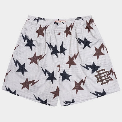 EE White Brown Star Shorts