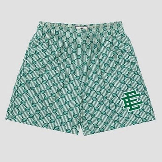 EE X Monogram Basic Print Green Shorts