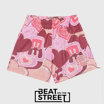 Mesh Heart Multicolor Beach Sports Shorts