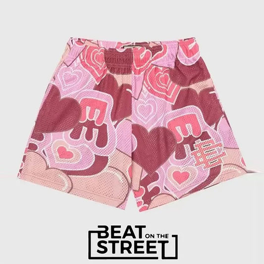 EE Heart Pink Beach Sports Shorts