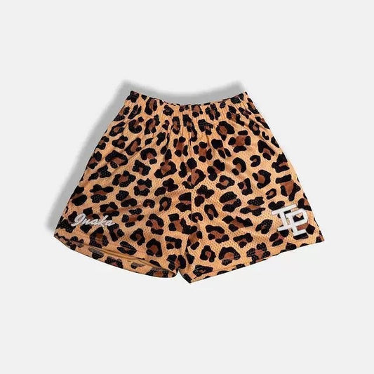 IP Leopard Print Yellow Mesh Shorts