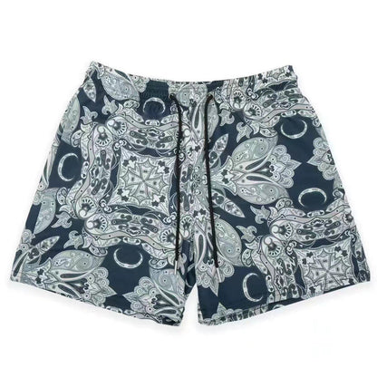 Dark Paisley Crescent Moon Water Mesh Shorts