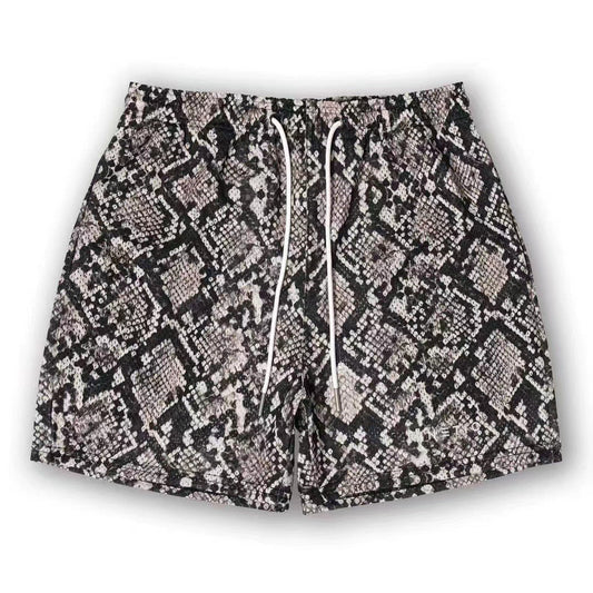 Vintage Python Print Mesh Shorts