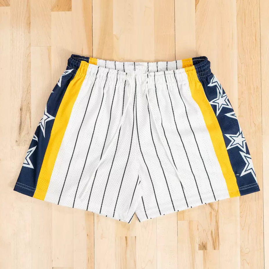 Sideline White Pinstripe Star Shorts
