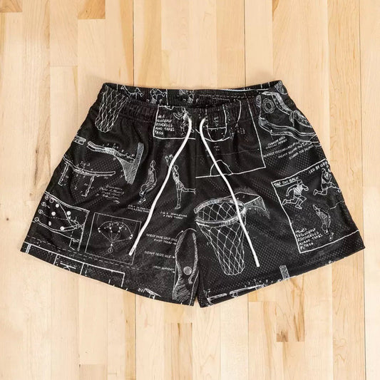 Chalkboard Court Basketball Graphic Shorts