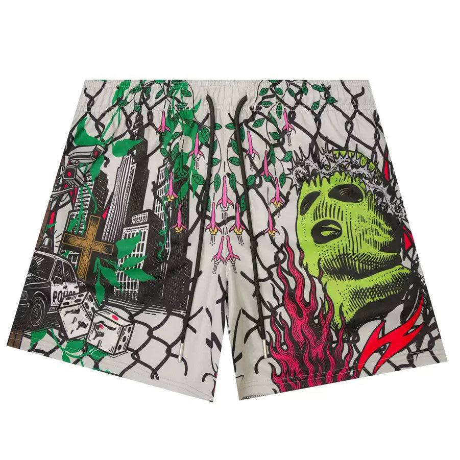 Neon City Mask Graphic Shorts
