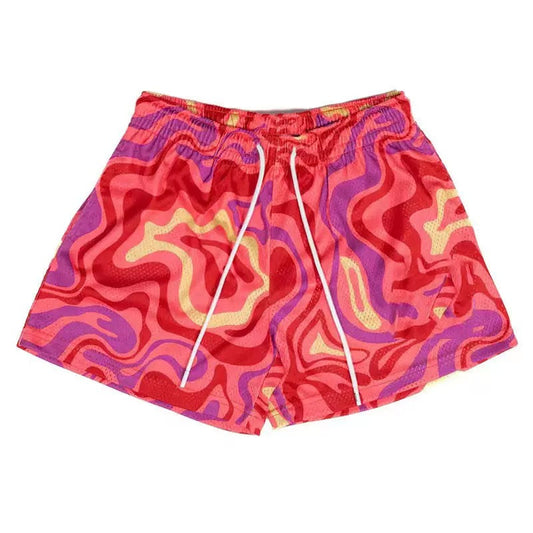 Sunset Lava Wave Drawstring Shorts