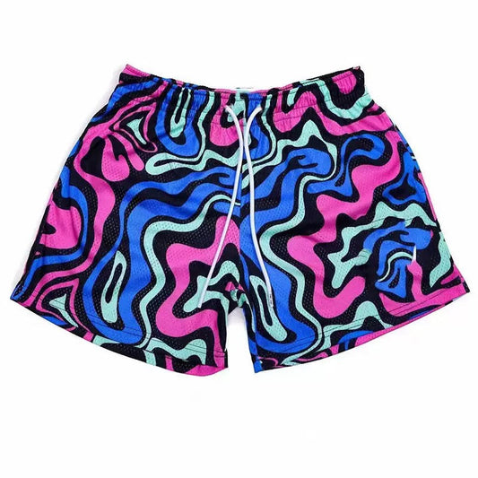 Neon Arcade Wave Drawstring Shorts