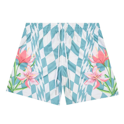 Pool Bloom Lily Checker Shorts