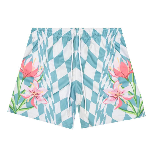 Pool Bloom Lily Checker Shorts