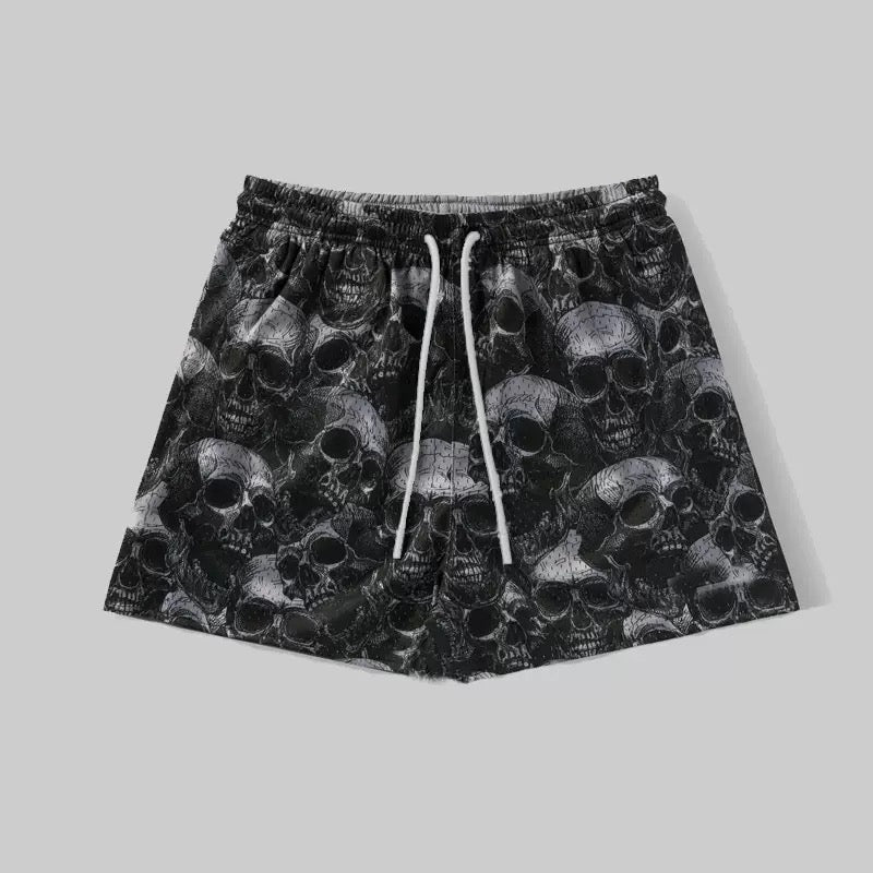 Graveyard Static Skull Mesh Shorts