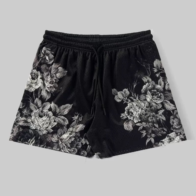 Moonlit Rose Garden Mesh Shorts