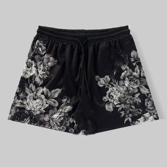 Moonlit Rose Garden Mesh Shorts
