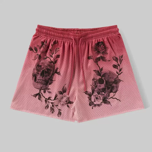 Dusty Pink Rose Thorn Mesh Shorts