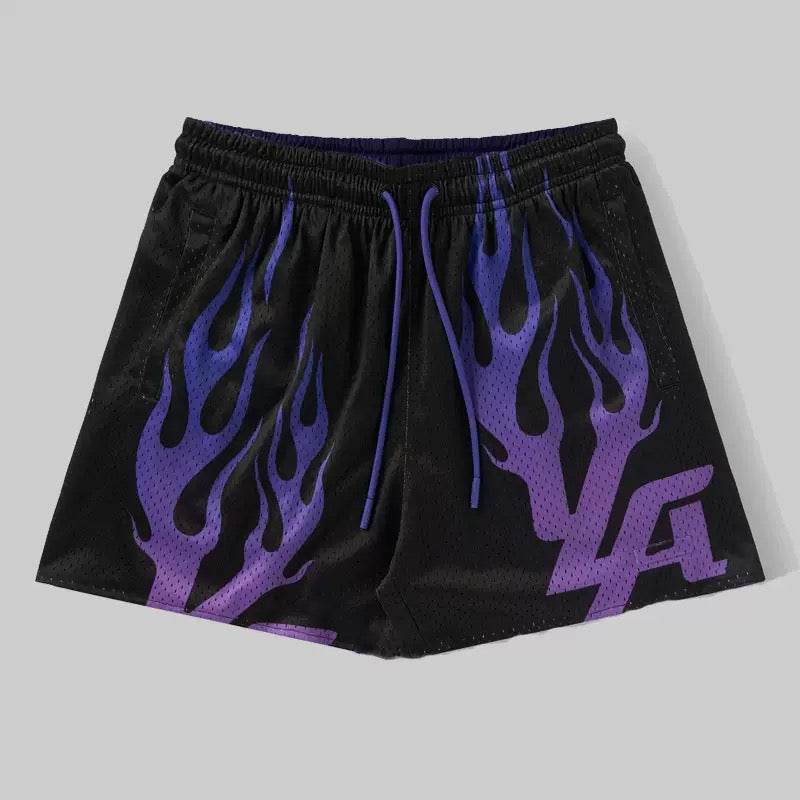 Purple Nitro Flame Mesh Shorts