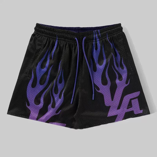 Purple Nitro Flame Mesh Shorts