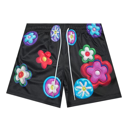 Candy Bloom Black Mesh Shorts